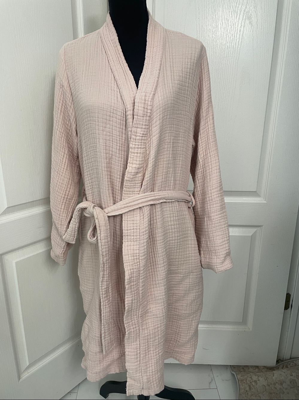 Parachute bathrobe robe midi blush pink Japanese cloth M